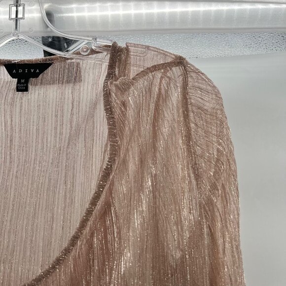 ADIVA Women's Layered V-Neck Blush Metallic Top Size Medium - Picture 4 of 9